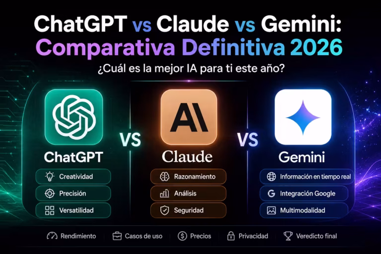 ChatGPT vs Claude vs Gemini: comparativa definitiva de las mejores inteligencias artificiales en 2026, incluyendo rendimiento, precisión, creatividad y casos de uso.