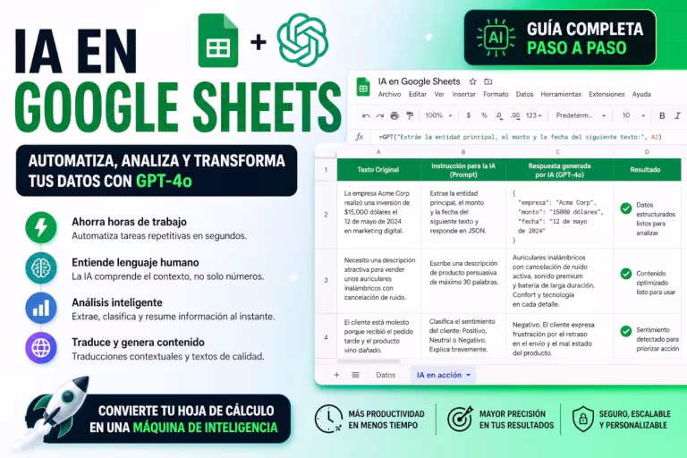 IA en Google Sheets para automatizar tareas, analizar datos y generar contenido con inteligencia artificial